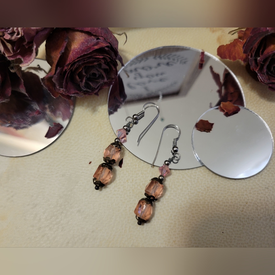 Elegant Pink And Silver Dangle Earrings